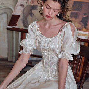 Lacemade Ivory Color "Du cocon au papillon" Corset Dress SZ M 34-36 Bust